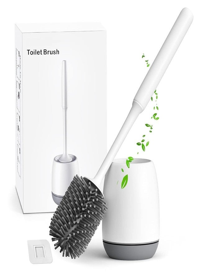 CUBIZ Silicone Toilet Brush with Quick Drying Stand and Leak-Proof Base, Toilet Brush Silicone Clean Without Dead Corners, Toilet Brush Holder Wall Mounted & Standing - Image 1